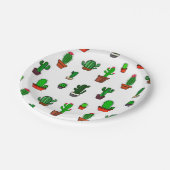 Cute Cactus illustrations Pattern White Papieren Bordje (Gekanteld)