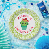 Cute Cactus in een Sombrero Birthday Papieren Bordje (Feest)