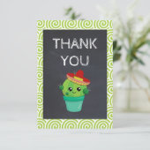 Cute Cactus in een Sombrero op het alkbord Bedankkaart (Staand voorkant)