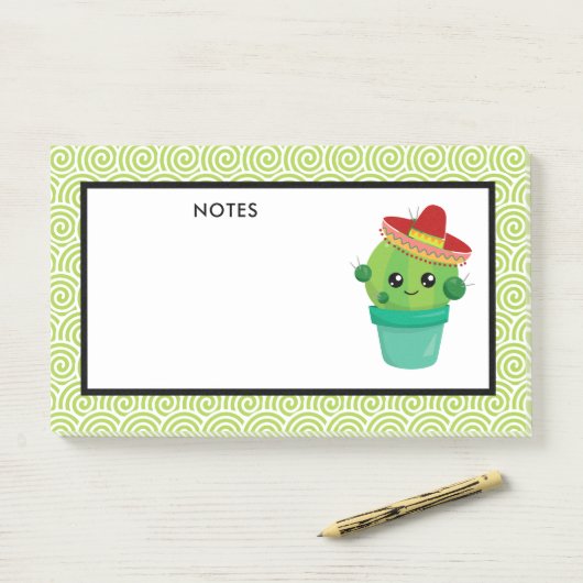 Cute Cactus in een Sombrero Post-it® Notes (Op bureau)