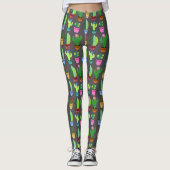 Cute Cactus in Planters Pattern Leggings (Voorkant)