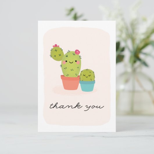 Cute Cactus Kaart (Staand voorkant)