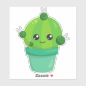 Cute Cactus, Kawaii Cactus, Green Cactus, Pot Sticker (Vel)