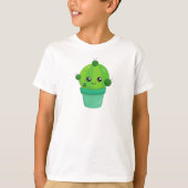 Cute Cactus, Kawaii Cactus, Green Cactus, Pot T-shirt (Voorkant)