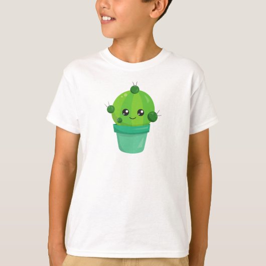 Cute Cactus, Kawaii Cactus, Green Cactus, Pot T-shirt (Voorkant)