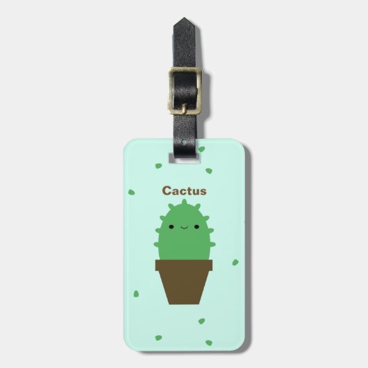 Cute Cactus kawaii plant bagagelabel (Voorkant verticaal)