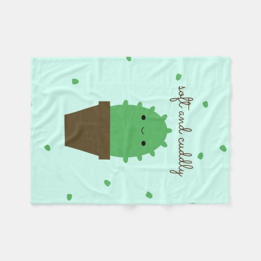 Cute Cactus Kawaii Plant fleece deken (Voorkant (Horizontaal))
