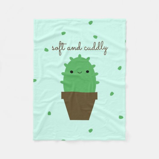 Cute Cactus Kawaii Plant fleece deken (Voorkant)