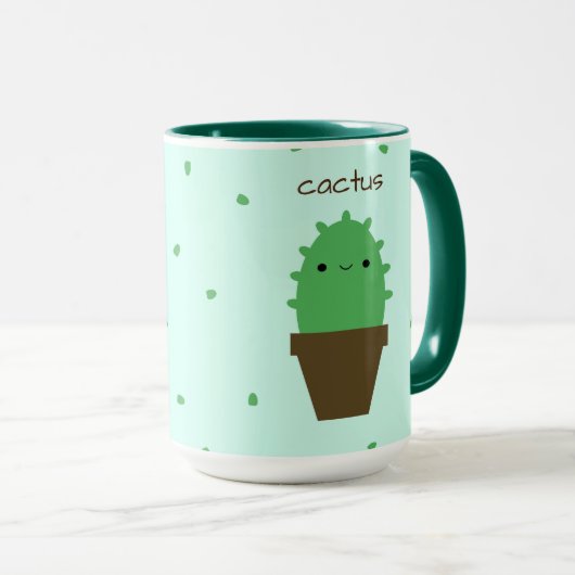 Cute Cactus kawaii plant mok (Voorkant rechts)