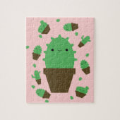 Cute cactus kawaii plant roze puzzel legpuzzel (Verticaal)