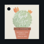 Cute Cactus Kids Birthday Party Dank je Bedankjes Labels<br><div class="desc">Een flitsisch verjaardagsfeest bedankt je voor het labelontwerp van Stacey Meacham met originele hand getekende waterverf die snel cactus schildert met felle bloemknoppen in een terracotta pot.</div>