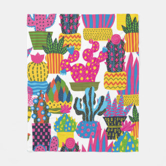 Cute cactus. Kleurig naadloos patroon. Eindeloze p Fleece Deken