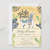 Cute Cactus & Llama Baby shower Fiesta Invitation Kaart (Voorkant)