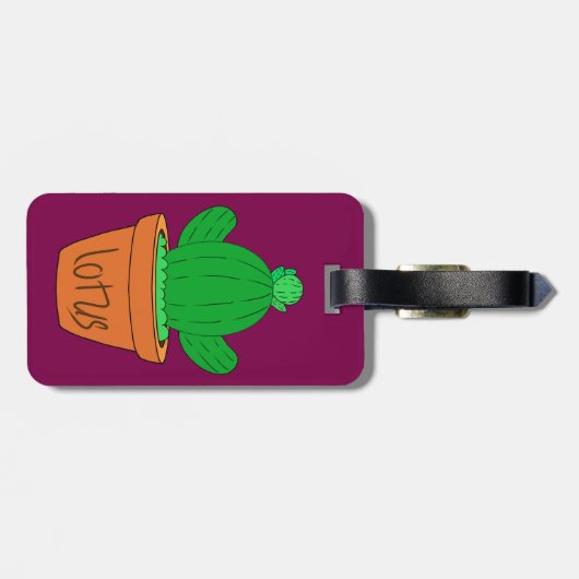 Cute Cactus Luggage Tag Bagagelabel (Achterkant horizontaal)