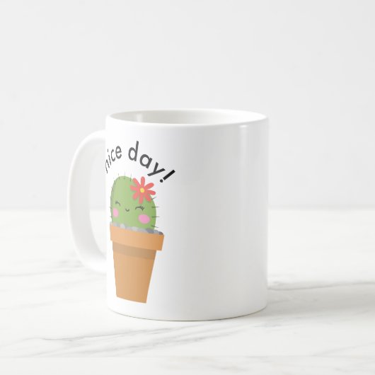 cute cactus mug, nice day mug koffiemok (Voorkant links)