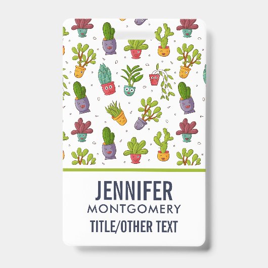 Cute Cactus Natuur Succulents Pattern Badge (Voorzijde)