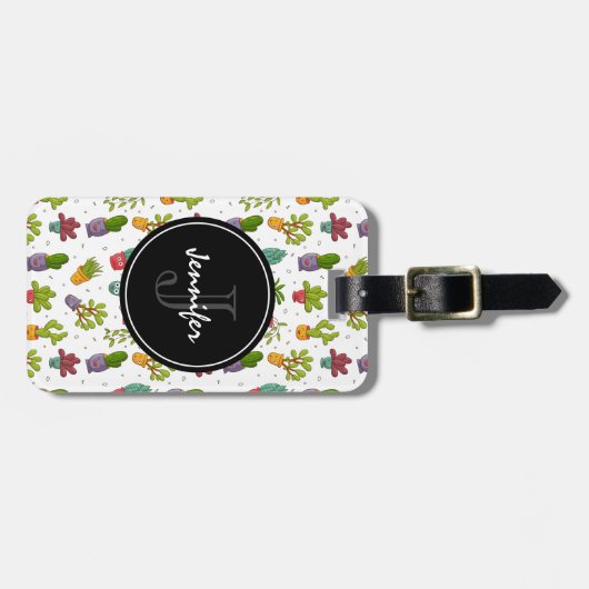 Cute Cactus Natuur Succulents Pattern Bagagelabel (Voorkant horizontaal)