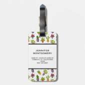 Cute Cactus Natuur Succulents Pattern Bagagelabel (Achterkant verticaal)