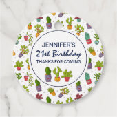 Cute Cactus Natuur Succulents Pattern Birthday Bedankjes Labels (Voorkant)