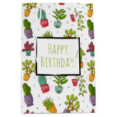 Cute Cactus Natuur Succulents Pattern Birthday Medium Cadeauzakje (Voorkant)