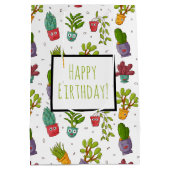 Cute Cactus Natuur Succulents Pattern Birthday Medium Cadeauzakje (Achterkant)