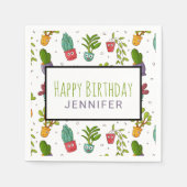 Cute Cactus Natuur Succulents Pattern Birthday Servet (Voorkant)