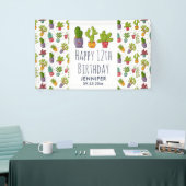 Cute Cactus Natuur Succulents Pattern Birthday Spandoek (Beurs)