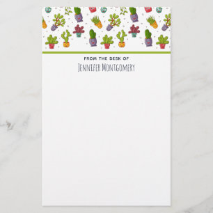 Cute Cactus Natuur Succulents Pattern Briefpapier