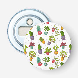 Cute Cactus Natuur Succulents Pattern Button Flesopener