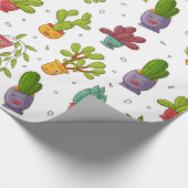 Cute Cactus Natuur Succulents Pattern Cadeaupapier (Hoek)