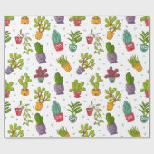 Cute Cactus Natuur Succulents Pattern Cadeaupapier (Vlak)