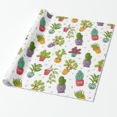Cute Cactus Natuur Succulents Pattern Cadeaupapier (Uitgerold)