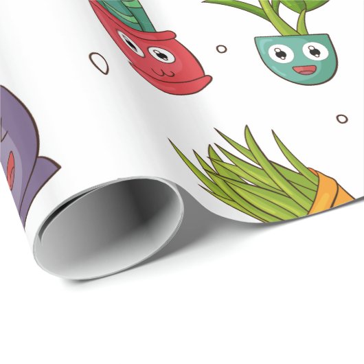 Cute Cactus Natuur Succulents Pattern Cadeaupapier (Rol Hoek)