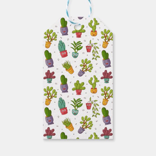 Cute Cactus Natuur Succulents Pattern Dank u Cadeaulabel (Achterkant)