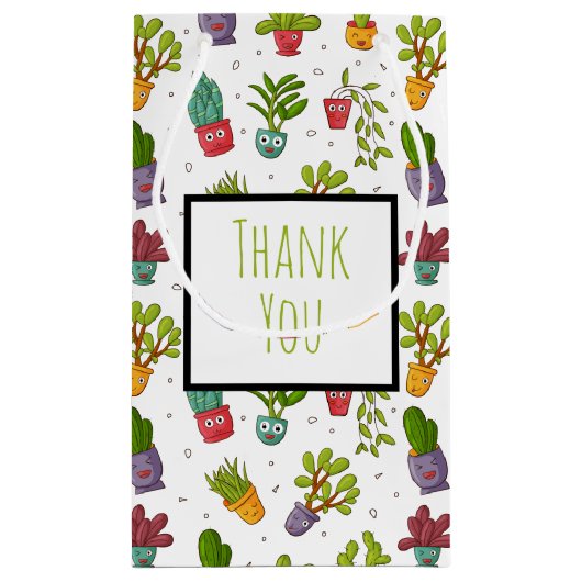Cute Cactus Natuur Succulents Pattern Dank u Klein Cadeauzakje (Achterkant)
