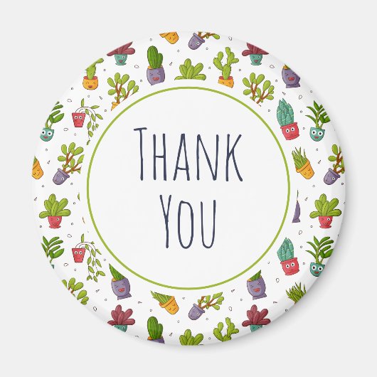 Cute Cactus Natuur Succulents Pattern Dank u Magneet (Voorkant)