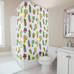 Cute Cactus Natuur Succulents Pattern Douchegordijn
