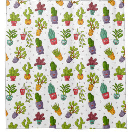 Cute Cactus Natuur Succulents Pattern Douchegordijn