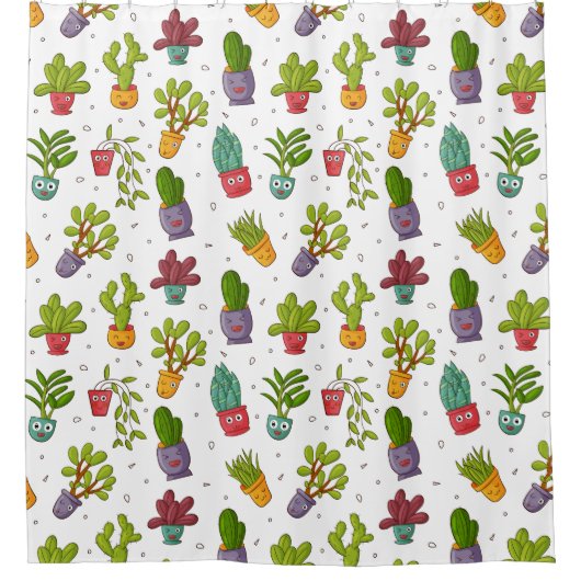 Cute Cactus Natuur Succulents Pattern Douchegordijn (Voorkant)