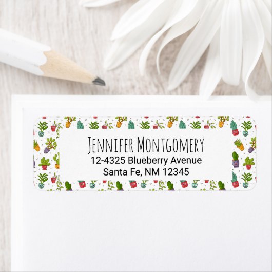 Cute Cactus Natuur Succulents Pattern Etiket (Insitu)