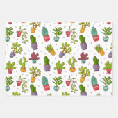 Cute Cactus Natuur Succulents Pattern Inpakpapier Vel (Voorkant)