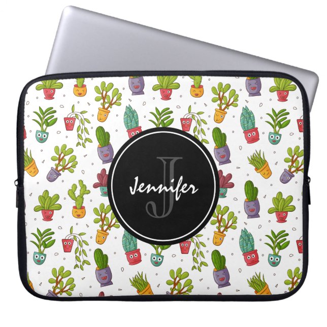 Cute Cactus Natuur Succulents Pattern Laptop Sleeve (Voorkant)