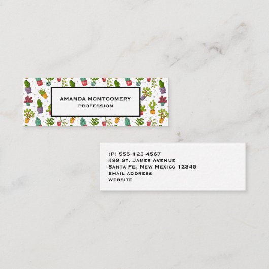 Cute Cactus Natuur Succulents Pattern Mini Visitekaartje (Voorkant / Achterkant)