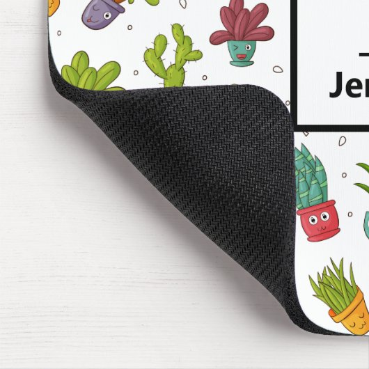 Cute Cactus Natuur Succulents Pattern Monogram Muismat (Hoek)