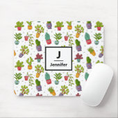 Cute Cactus Natuur Succulents Pattern Monogram Muismat (Met muis)