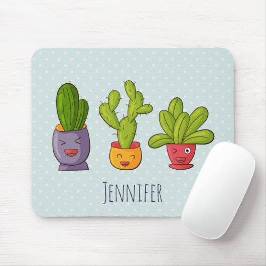 Cute Cactus Natuur Succulents Pattern Muismat (Met muis)