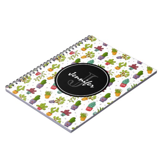 Cute Cactus Natuur Succulents Pattern Notitieboek (Linkerzijde)