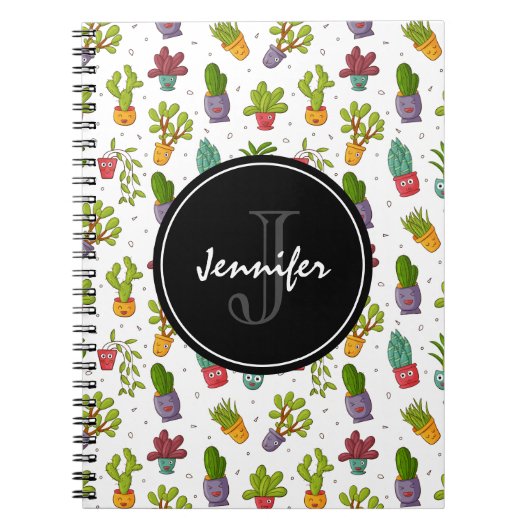 Cute Cactus Natuur Succulents Pattern Notitieboek (Voorkant)