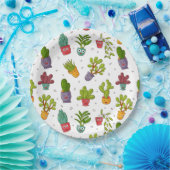 Cute Cactus Natuur Succulents Pattern Papieren Bordje (Feest)