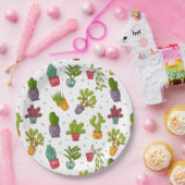 Cute Cactus Natuur Succulents Pattern Papieren Bordje (Feest)